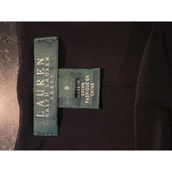 Lauren Ralph Lauren Red, Purple and Black Patterned Knot Front Dress, Size 8 - Picture 4 of 7